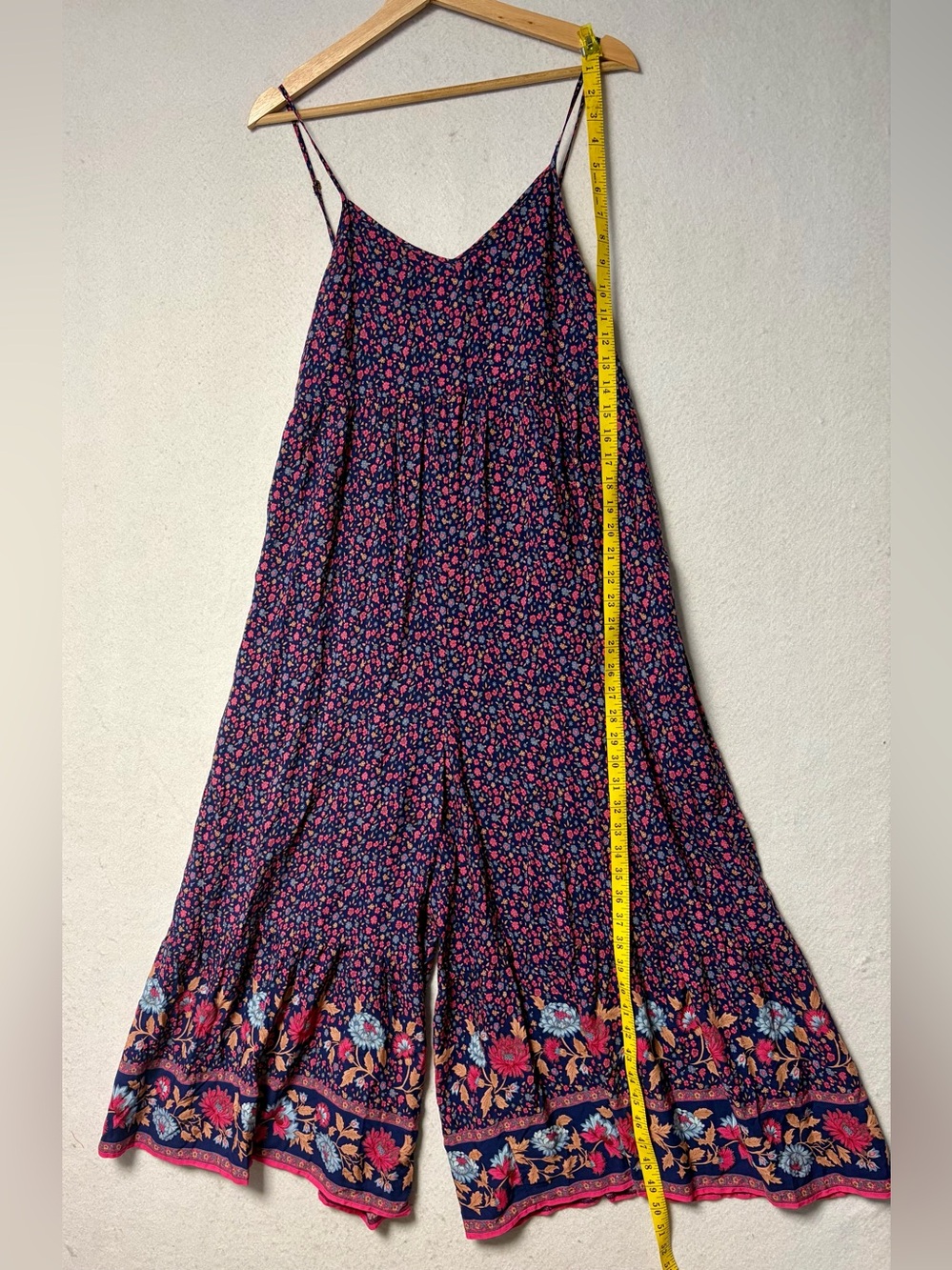 Natural Life Sedona Jumpsuit Small Navy Pink Floral Boho Wide Leg Pockets Earthy - Picture 9 of 9